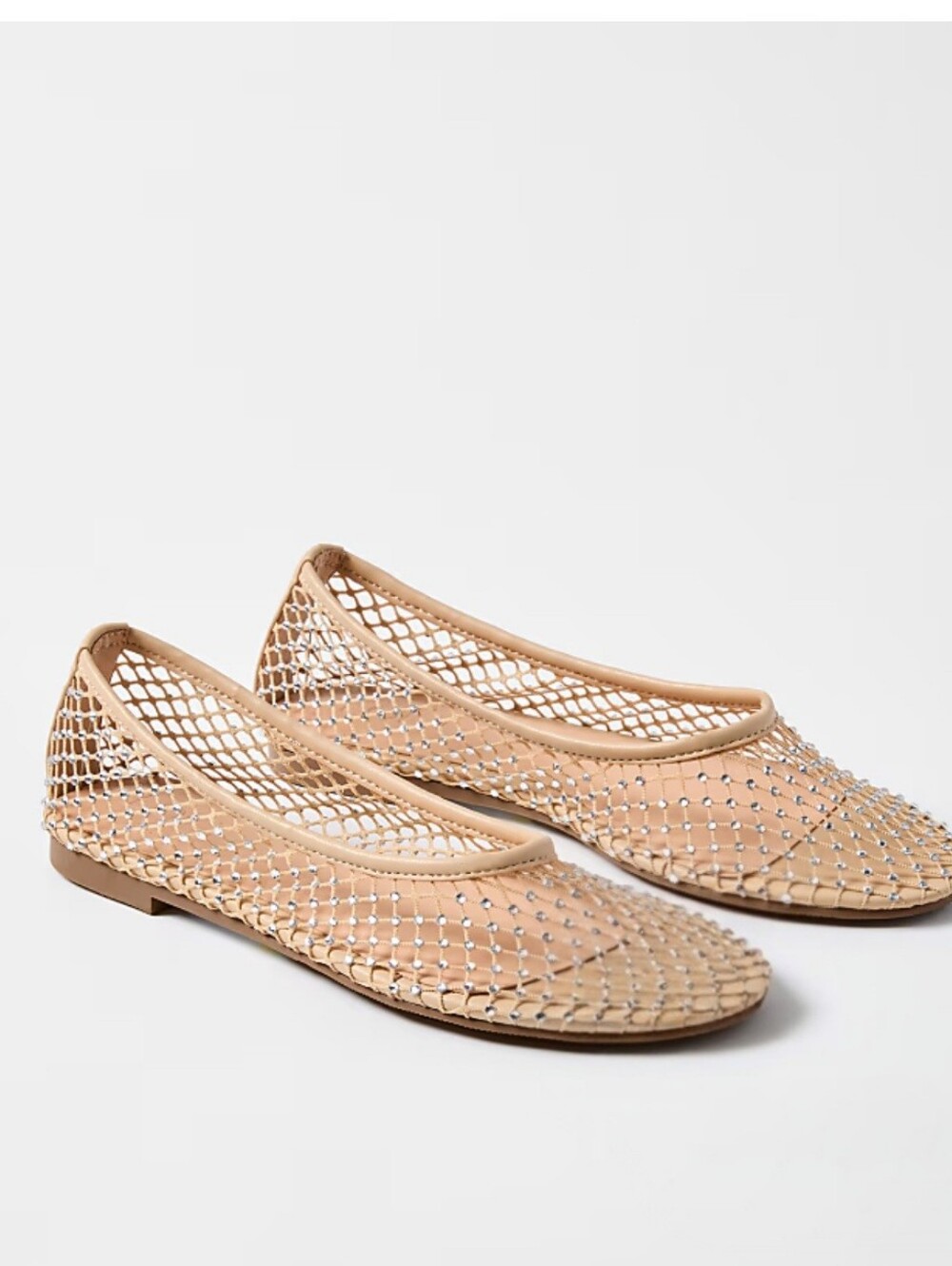 NWOB Ann Taylor LOFT Nude Sparkle Mesh Ballet Flats Size 8.5 M
